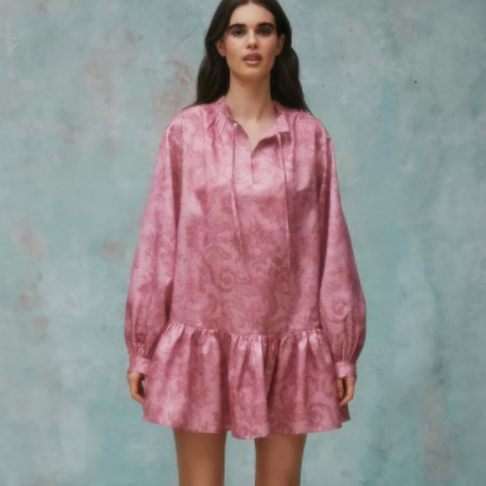 Laura Ashley x Urban Outfitters Pink Long Sleeve Paisley Anna Dress